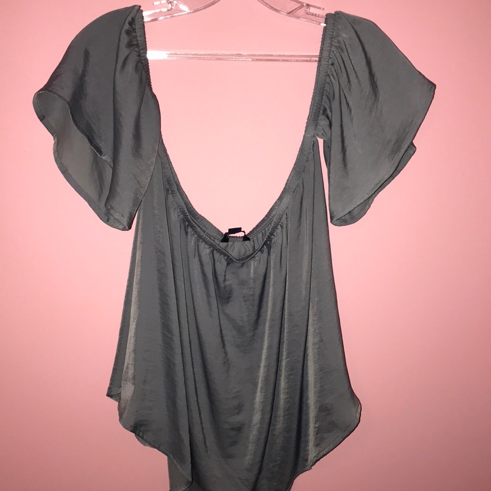 Blue-Grey off the shoulder top